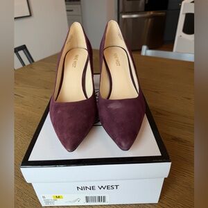 Nine West 8 Margot Plum Suede Pointed-Toe Pumps